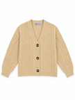 Beige cable knit V-neck women's cardigan by Purple Imli – product shot