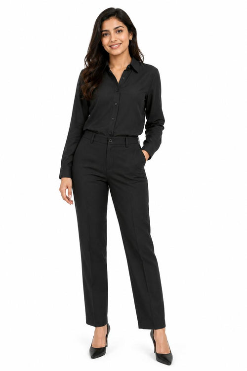 Black Shirt with Black Trouser Combo for Women – Purple Imli