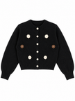 Black crochet flower women's cardigan by Purple Imli – product shot