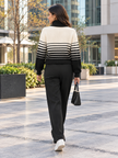 Black shawl collar half-zip women's sweater by Purple Imli – back view