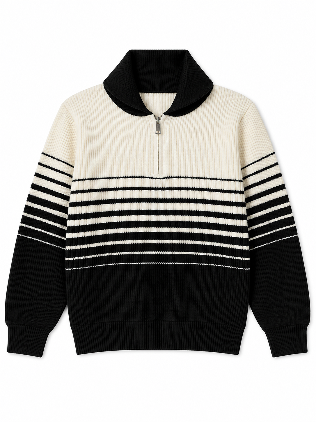 Black shawl collar half-zip women's sweater by Purple Imli – product shot