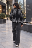 Black brushstroke rhinestone women's sweater by Purple Imli – back view