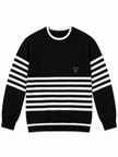Black striped raglan women's sweater by Purple Imli – product shot