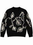 Black outline leaf women's sweater by Purple Imli – product shot
