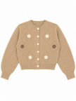 Camel brown crochet flower women's cardigan by Purple Imli – product shot