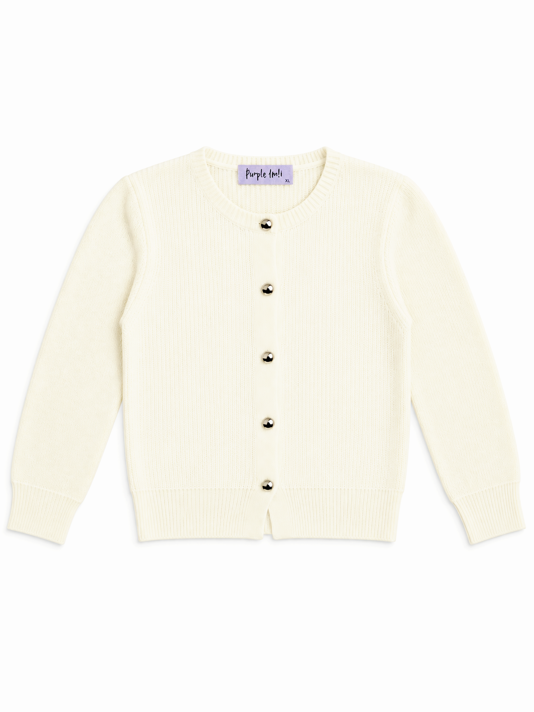 Cream classic button women's cardigan by Purple Imli – product shot