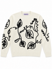Cream outline leaf women's sweater by Purple Imli – product shot