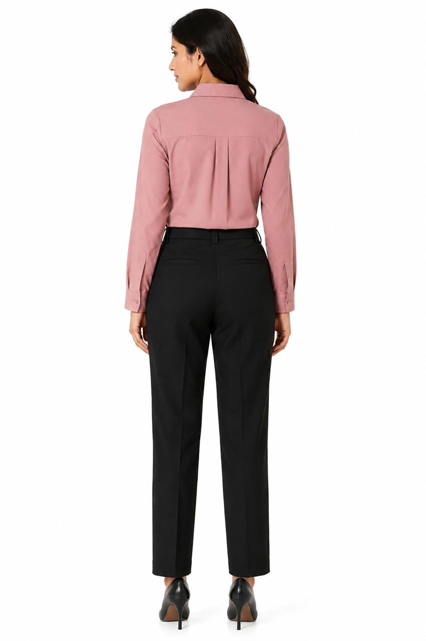 Dusty Rose Shirt + Black Trouser Combo for Women