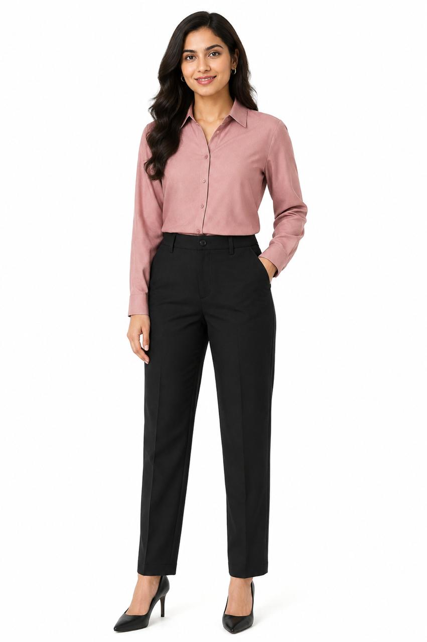Dusty Rose Shirt with Black Trouser Combo for Women – Purple Imli