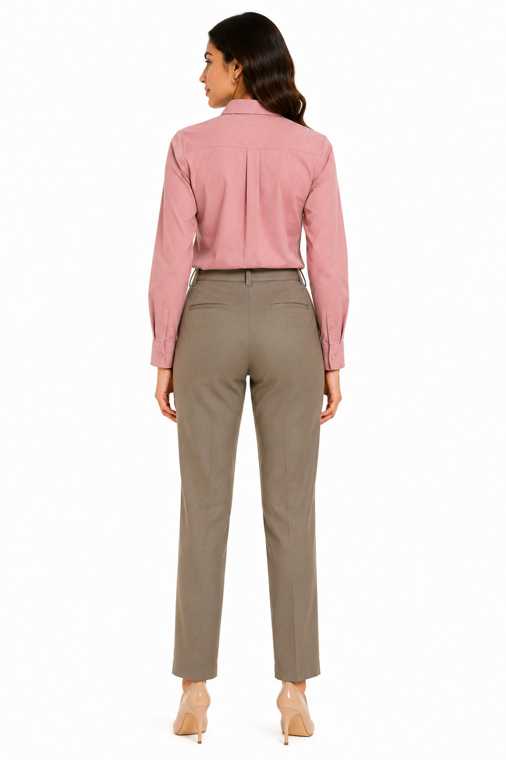 Dusty Rose Shirt + Olive Khaki Trouser Combo for Women
