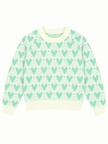Green heart jacquard women's sweater by Purple Imli – product shot