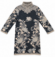 Grey and beige floral jacquard women's sweater dress by Purple Imli – product shot
