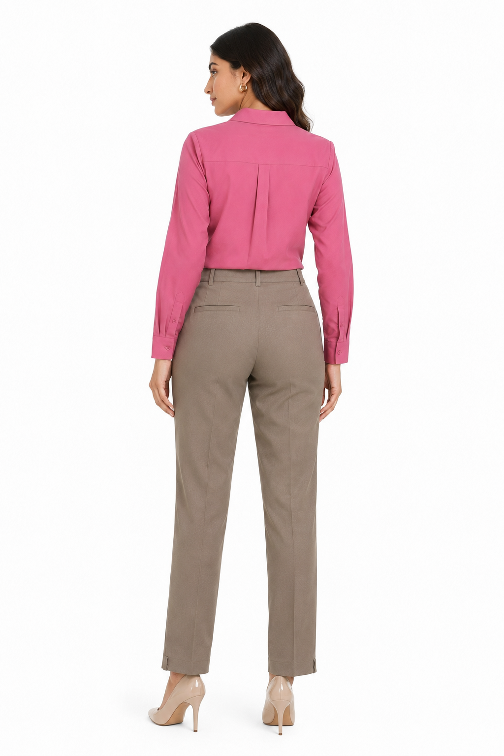 Hot Pink Shirt + Olive Khaki Trouser Combo for Women
