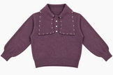 Lavender pearl bib collar women's sweater by Purple Imli – product shot