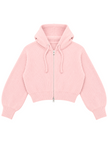 Light pink cropped ribbed zip women's hoodie by Purple Imli – product shot