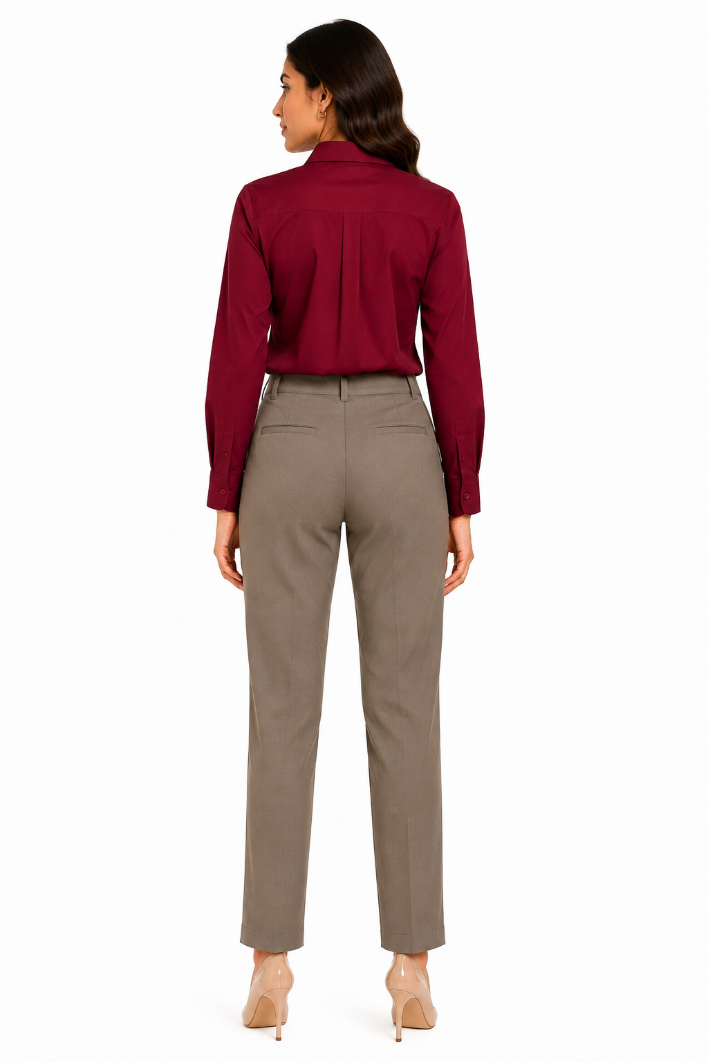 Maroon Shirt + Olive Khaki Trouser Combo for Women