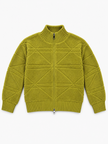 Olive green textured knit zip-up women's sweater by Purple Imli – product shot