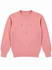 Pink bobble knit flower women's sweater by Purple Imli – product shot