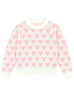 Pink heart jacquard women's sweater by Purple Imli – product shot