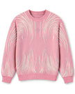Pink brushstroke rhinestone women's sweater by Purple Imli – product shot