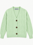 Pista green cable knit V-neck women's cardigan by Purple Imli – product shot