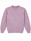 Lavender bobble knit flower women's sweater by Purple Imli – product shot