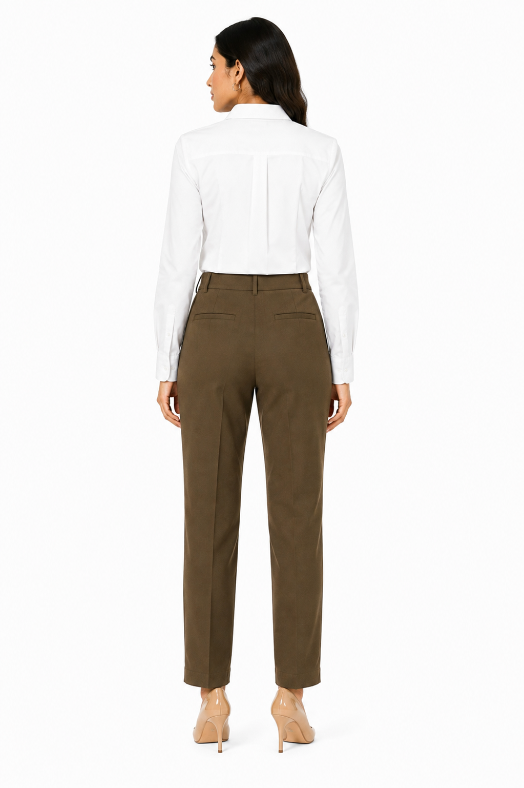 White Shirt + Taupe Beige Trouser Combo for Women