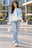 White & Blue wisteria butterfly women's sweater by Purple Imli – front view