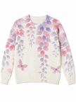 White & Purple lilac wisteria butterfly women's sweater by Purple Imli – product shot
