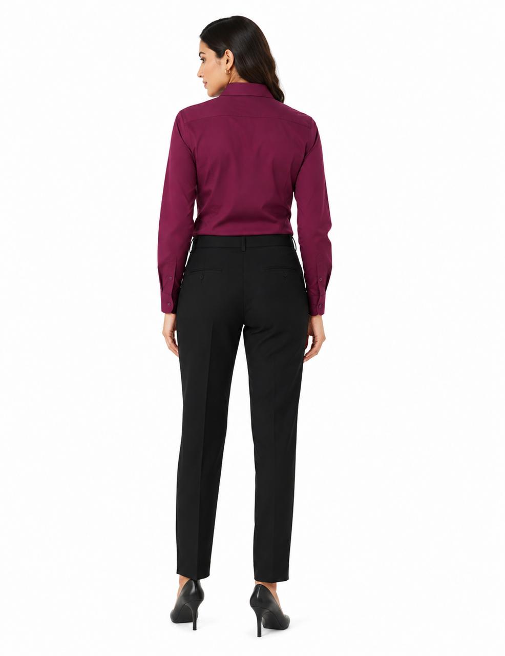 Wine Shirt + Black Trouser Combo for Women