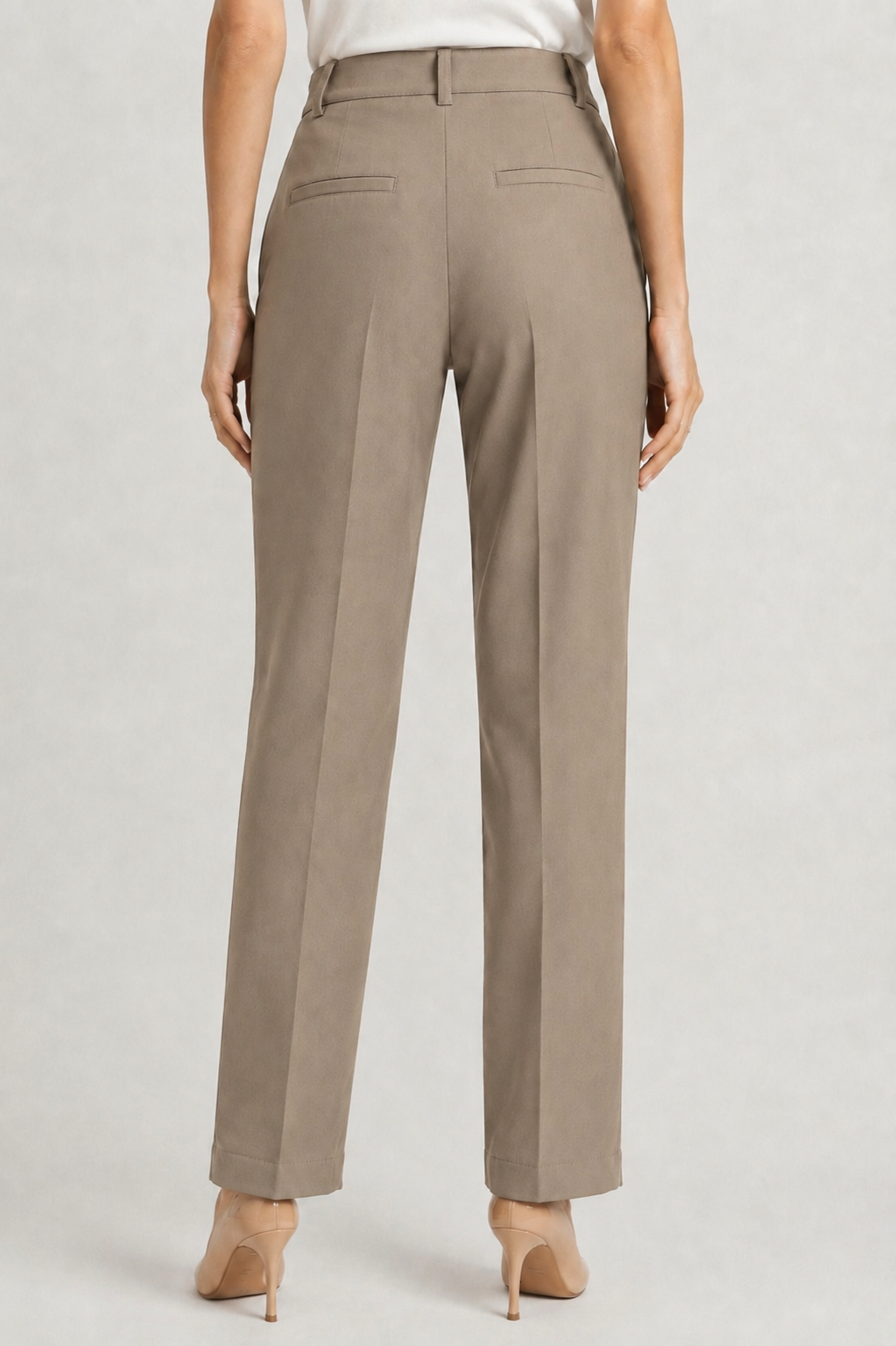 Taupe Beige Formal Trousers for Women – Purple Imli plain model