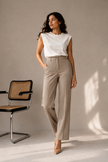 Taupe Beige Formal Trousers for Women – Purple Imli plus