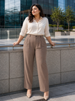 Beige Korean Trousers for Women