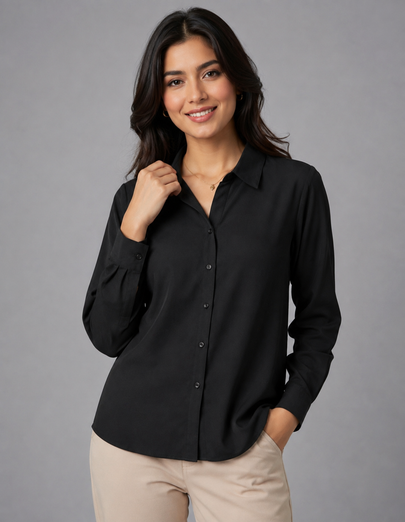 Black Shirt with Taupe Beige Trouser Combo for Women – Purple Imli