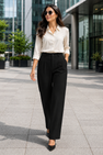 Black Korean Trousers for Women by Purple Imli