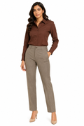 Brown Shirt with Olive Khaki Trouser Combo for Women – Purple Imli