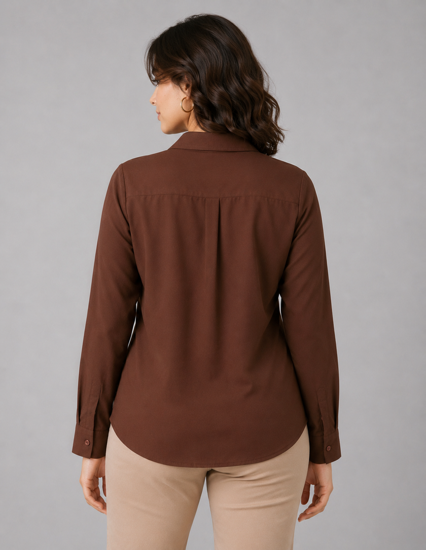 Chocolate Brown Formal Shirt for Women – Purple Imli back
