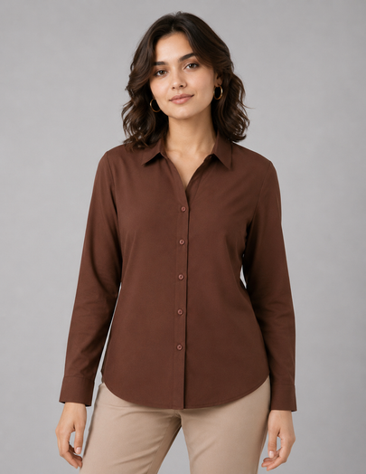 Brown Shirt with Black Trouser Combo for Women – Purple Imli