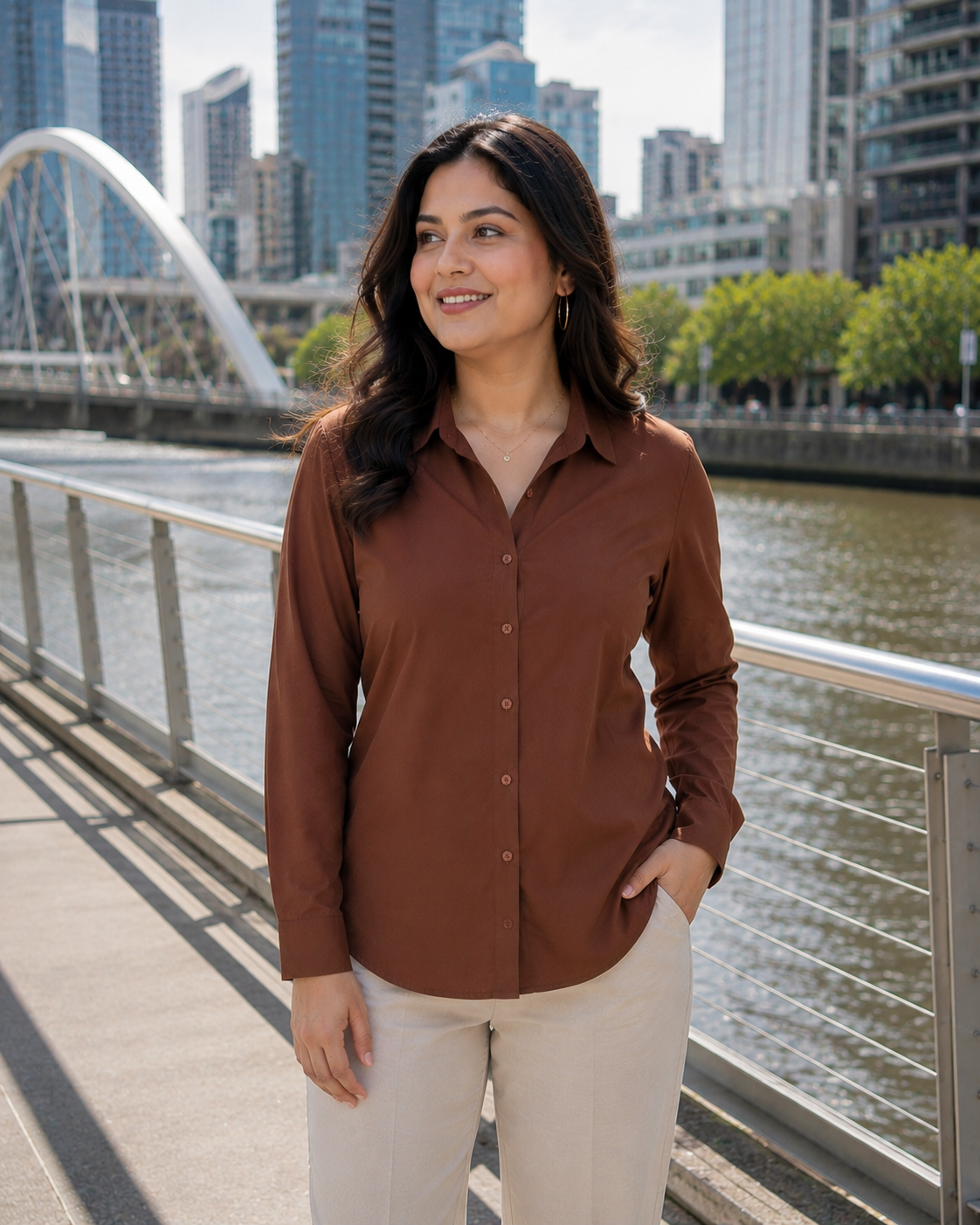 Chocolate Brown Formal Shirt for Women – Purple Imli urban
