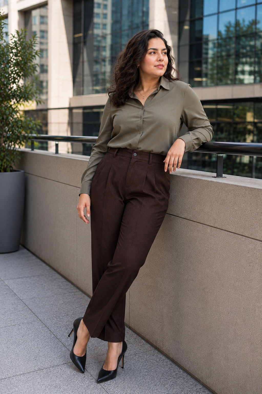 Wine Korean Trousers for Women