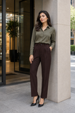 Wine Korean Trousers for Women by Purple Imli