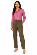 Hot Pink Shirt with Taupe Beige Trouser Combo for Women – Purple Imli