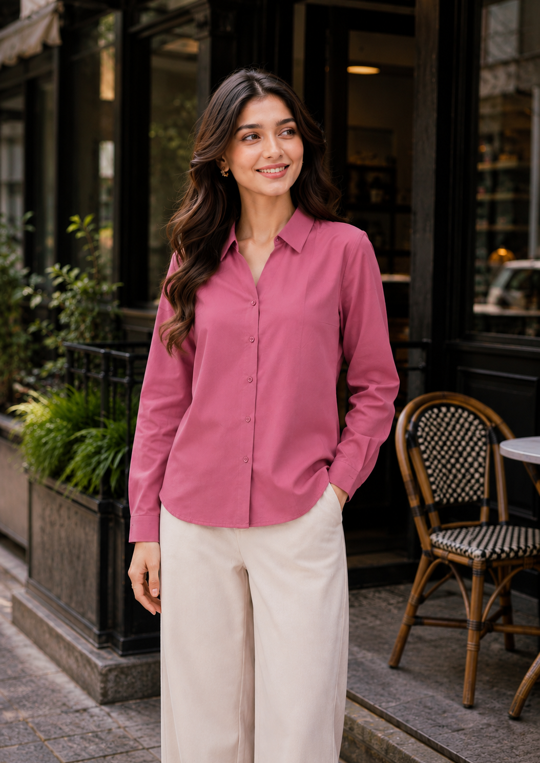 Hot Pink Formal Shirt for Women – Purple Imli urban