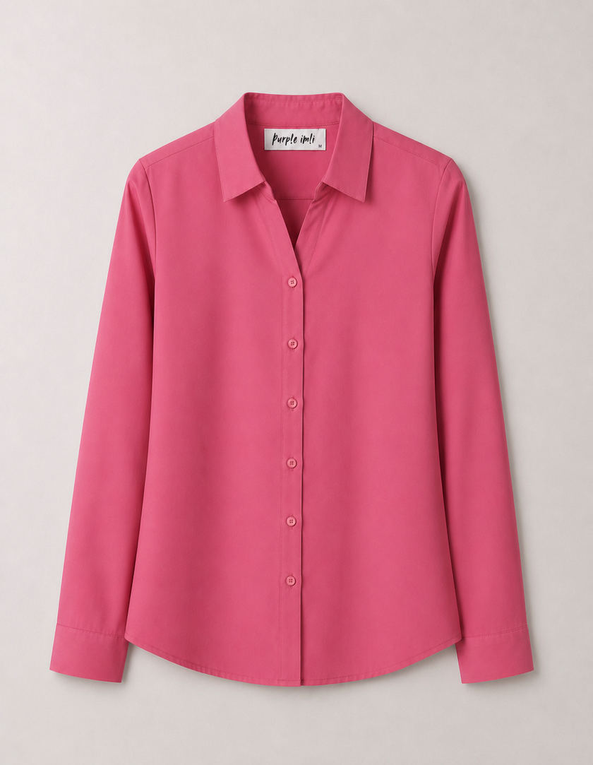 Hot Pink Shirt with Taupe Beige Trouser Combo for Women – Purple Imli