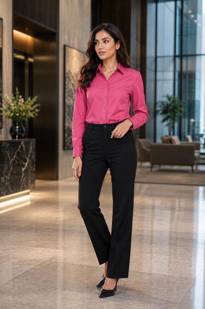 Hot Pink Shirt with Black Trouser Combo for Women – Purple Imli