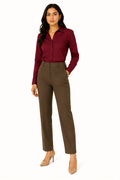 Maroon Shirt with Taupe Beige Trouser Combo for Women – Purple Imli