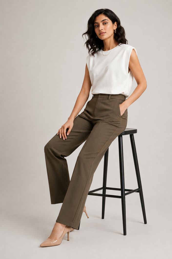 Maroon Shirt with Olive Khaki Trouser Combo for Women – Purple Imli