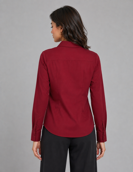 Maroon Formal Shirt for Women – Purple Imli back