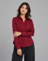 Maroon Shirt with Taupe Beige Trouser Combo for Women – Purple Imli