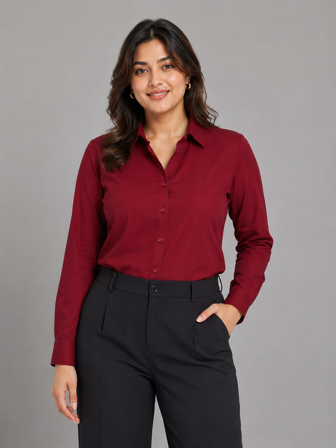 Maroon Formal Shirt for Women – Purple Imli plus